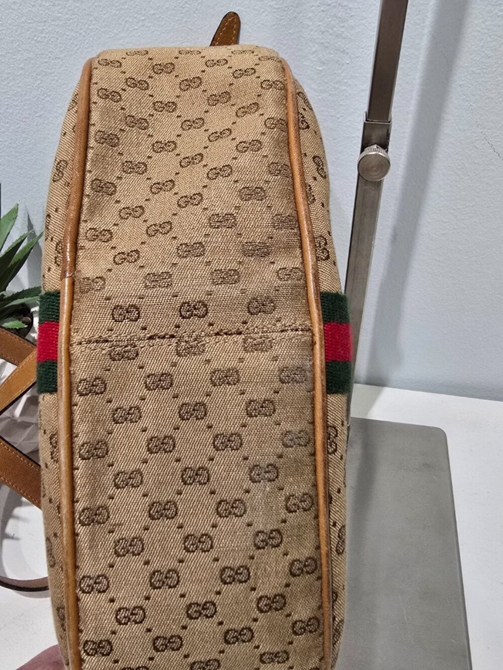 Gucci - Vintage GG Monogram Shoulder Bag, Web Stripe, Made in Italy​​ - Picture 11 of 16